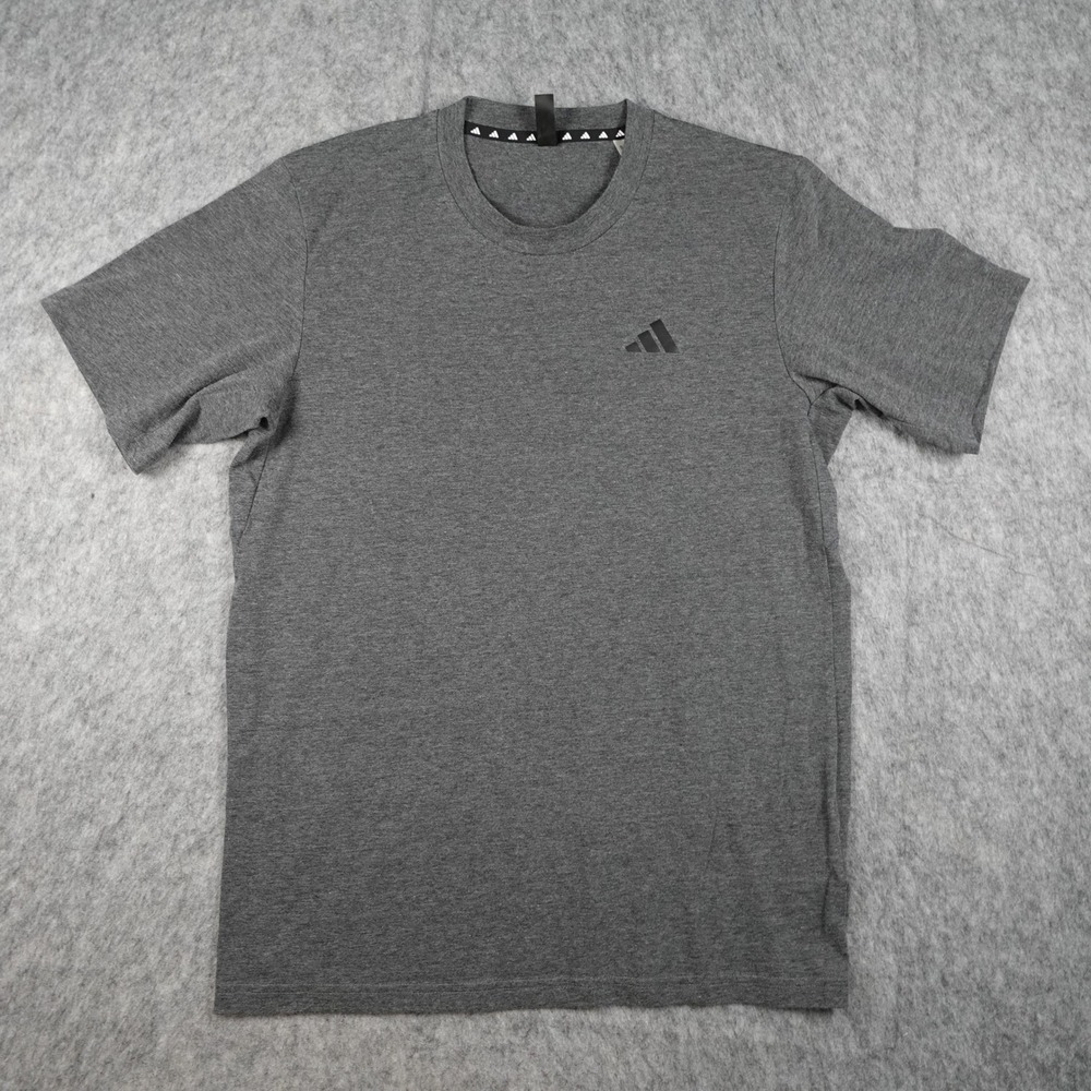 Adidas Shirt Mens Medium Gray Short‎ Sleeve Aeroready Performance Logo Tee Crew